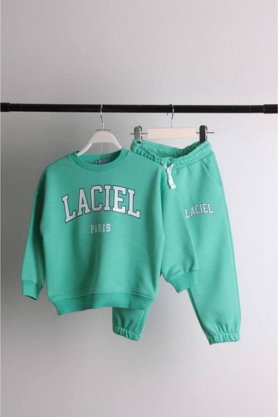 minibambi Paris Green Girl's Tracksuit Set - Crew Neck, Laci'El