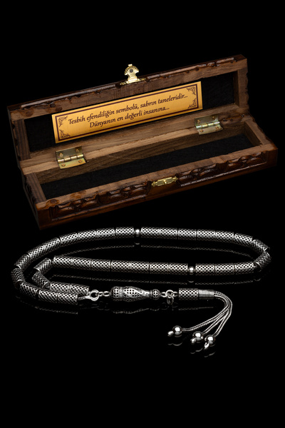 OTTOTESBİH Sertifikalı Erkek Gümüş Tespih 6x9mm 23 gr Kesme Model