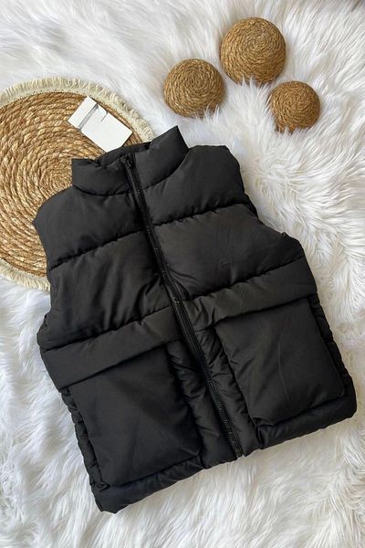 minibambi Black Inflatable Vest - Kids Pocket