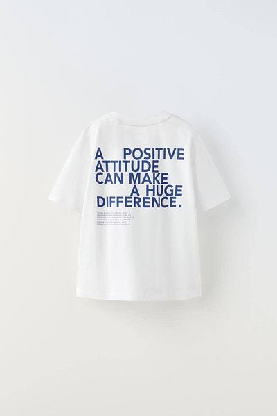 Tudekids Tricou alb pentru băieți Tude Kids - cu imprimeu text și buzunar