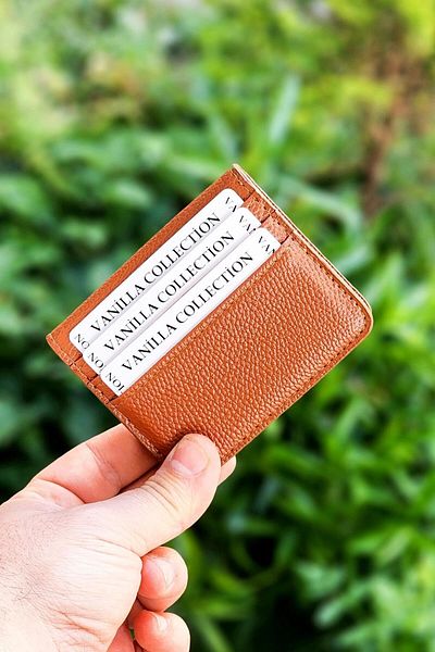 VANİLLA Super Thin Ergonomic Leather New Generation Card Holder Wallet Portfolio Crazy Tan