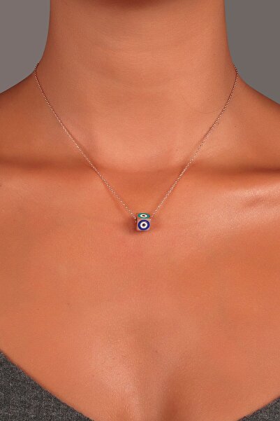 SUNSHINE 925 Ayar Gümüş Küp Nazar Boncuklu Kolye SK5013