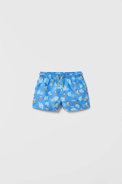 AdaKids Pantaloni scurți de baie din plasă cu model Snoopy de sezon nou, multicolori