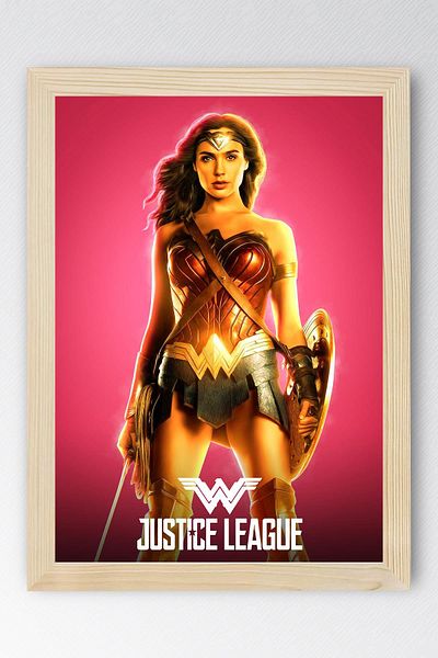 Saturn Justice League Wonder Woman Framed Painting - Justice League Poster Painting