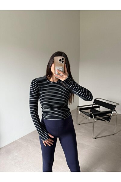 Bade Butik Μπλούζα Basic Aura με ρίγες σε μπλε ναυτικό και λευκό