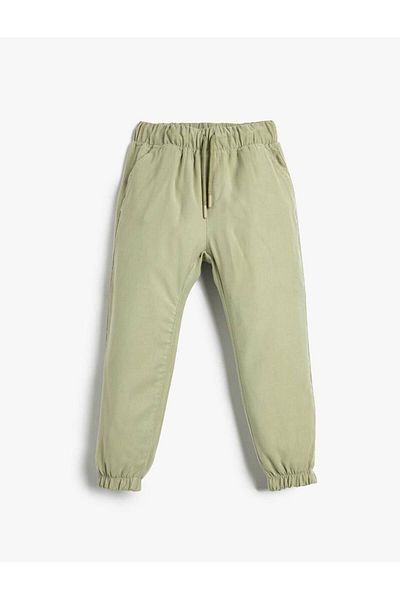 minibambi Green Boy's Trousers - Woven, Elastic Leg