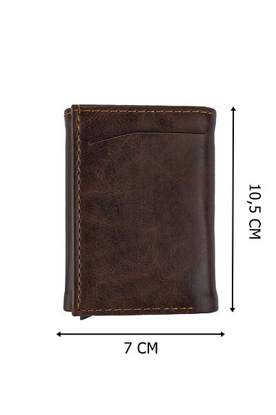 VANİLLA Портфолио с кожен портфейл с автоматичен механизъм Crazy Brown