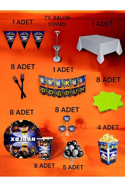 VibeHome 8-Person Roblox Themed 2XL Pack - Birthday Party and Fun Events