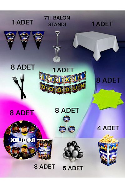 VibeHome 8-Person Roblox Themed 2XL Pack - Birthday Party and Fun Events
