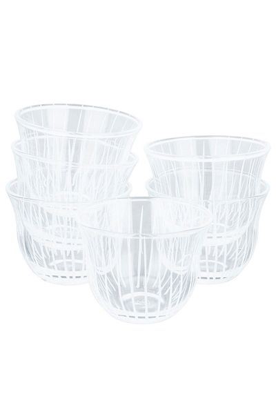 Alsaif Gallery 18-piece transparent striped crystal tea and coffee set