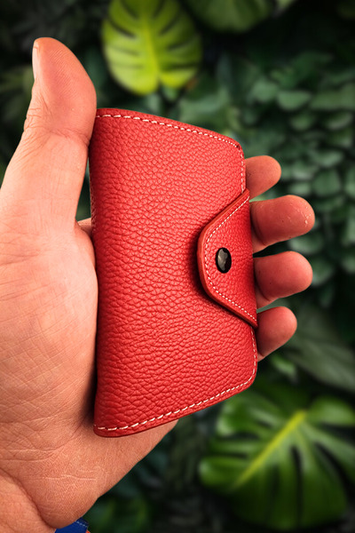 VANİLLA COLLECTİON Uniszex Slinder modell harmonika bőr portfólió - új generációs piros kártyatartó pénztárca