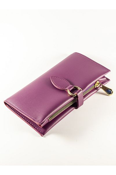 VANİLLA COLLECTİON Women's Leather Wallet with Snap Fastener & Zipper Coin Compartment Lovey Model Purple Wallet