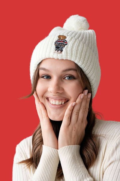 Moda Amore Teddy Bear 888 - Beret and Pompom Detailed