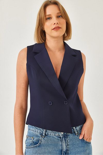 Bianco Lucci Asymmetrisch geschnittene Weste mit Schalkragen für Damen 60340 60271036