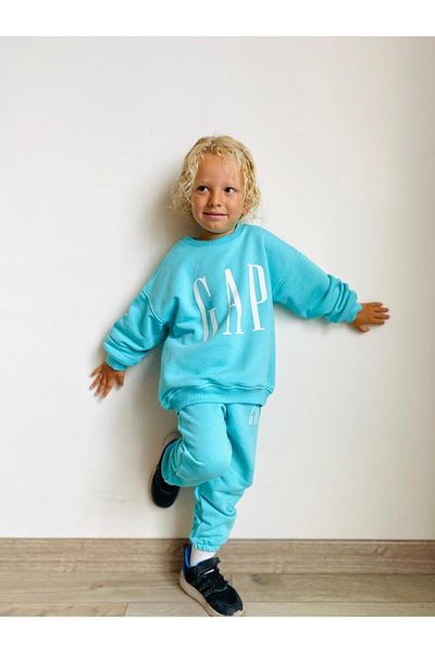 bubukidsbaby Boy's Cotton Tracksuit Set - Turquoise