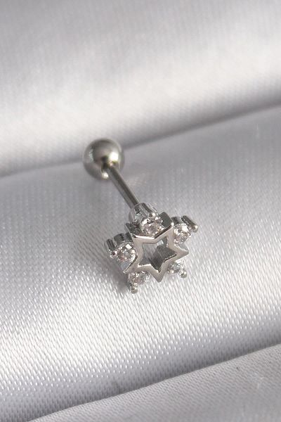 Store 316L Steel Silver Color Zircon Stone Star Model Tragus Piercing