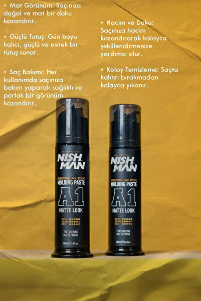 NISHMAN Saç Şekillendirici Ultra Mat Oynanabilir Pompalı Wax A1 - 100 ml