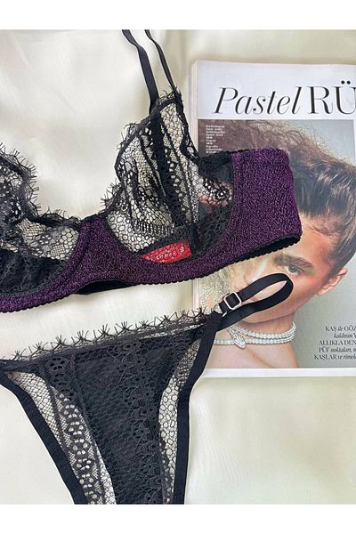 ROZENİN LINGERIE Set bralet din țesătură strălucitoare cu sclipici