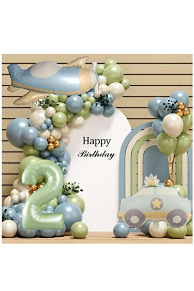 BİDOLUMUTLULUK Retro Renk Uçak Arabalı Folyo Balon Seti Parti Eğlence Kutlama