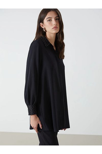LC Waikiki Lcwaikiki Classic Black Stone Detailed Women's Shirt Tunic