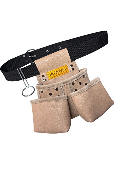 İKİZ DERİ ÜRÜNLERİ ONKSİYONEL ÜÇ BÖLMELİ ÇOK AMAÇLI DERİ USTA ÖNLÜĞÜ GRİ