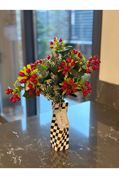 Mikkartdesign Damalı Burgulu Vazo