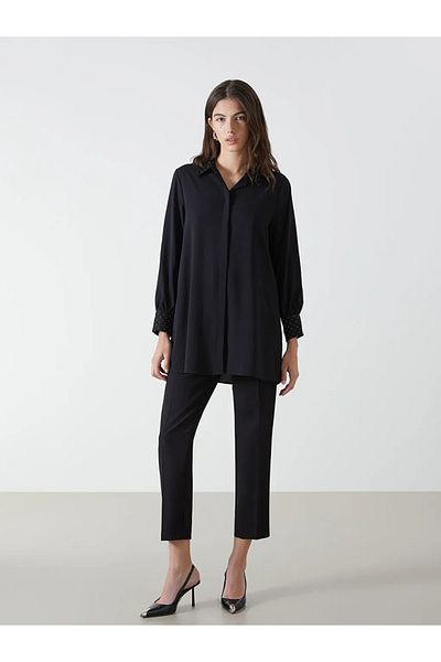 LC Waikiki Lcwaikiki Classic Black Stone Detailed Women's Shirt Tunic
