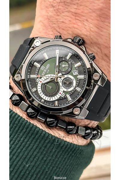 Reward Brand Black Silicone Band, Functions Active Men's Wrist Watch+Bracelet