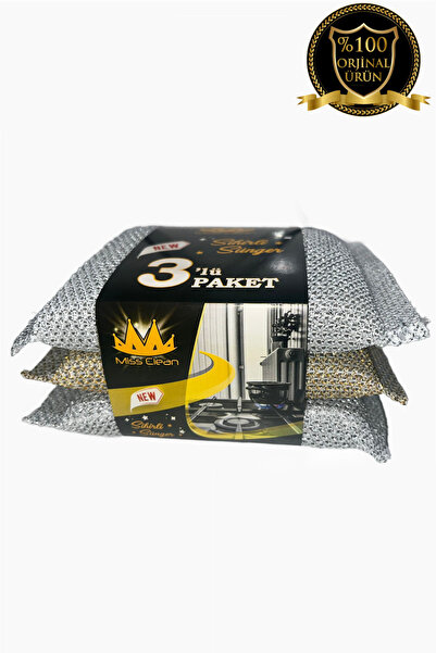 Genel Markalar ( 3 Adet ) Mikrofiber Bulaşık Süngeri Telli Özel Dokulu