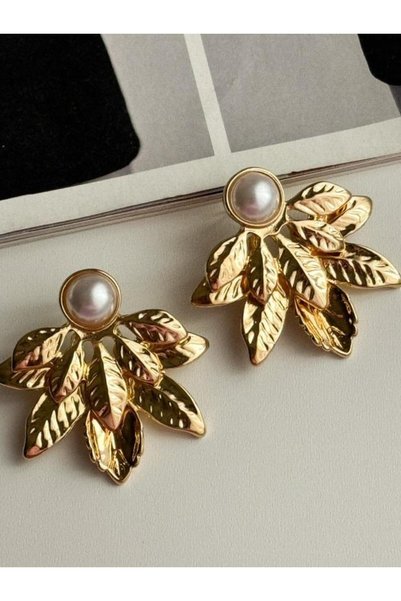 Koprinaco Zr Model İncili Çiçek Küpe (4 Cm)