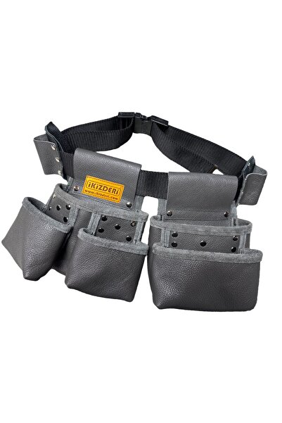 İKİZ DERİ ÜRÜNLERİ ÇOK AMAÇLI BEL TİPİ  GRİ DERİ ALET ÖNLÜĞÜ  PALASKA KEMER