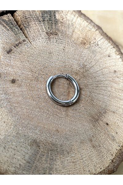 kurukafagift Men's Silver Color Hoop Steel Single Earrings 10mm