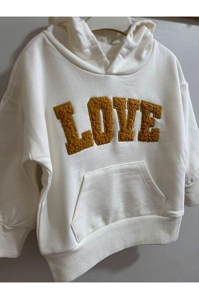 minibambi Hanorac cu glugă cu imprimeu Rose Gold Love pentru fete