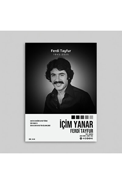 Orendart Ferdi Tayfur - İçim Yanar Spotify Çerçevesiz Tasarım Poster