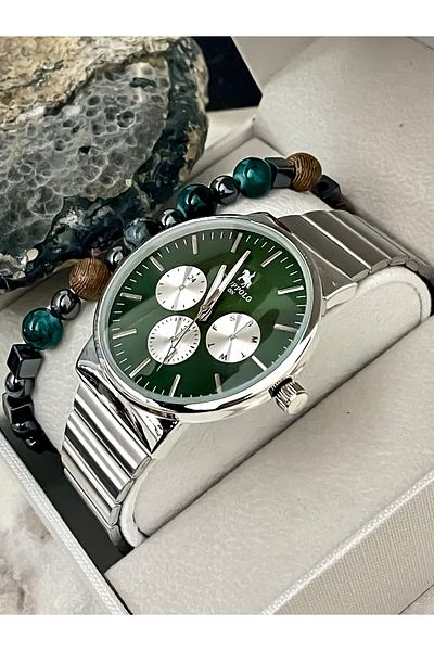 S.POLO New Season Silver Color Metal Men's Wrist Watch with Bracelet Gift
