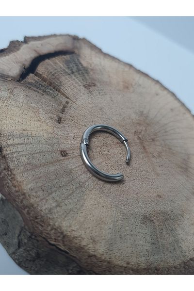 kurukafagift Men's Silver Color Hoop Steel Single Earrings 12mm