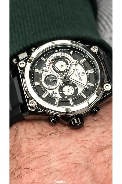 Reward Brand Black Silicone Band, Functions Active Men's Wrist Watch+Bracelet
