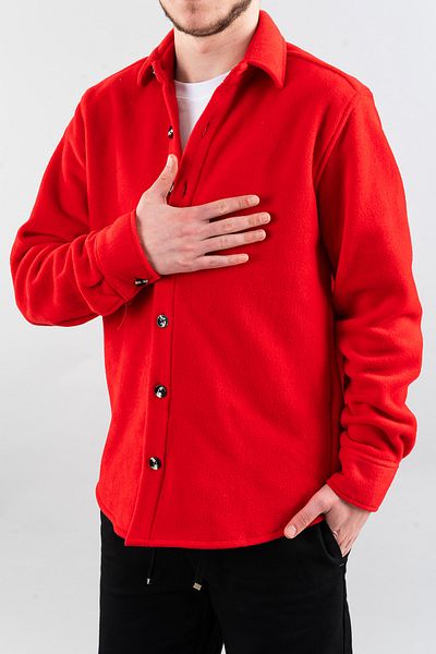 bombe Slim Fit férfi favágó polár ing piros fekete