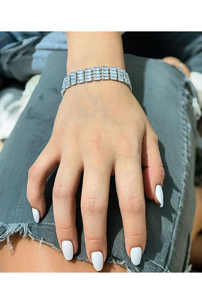 MR Four Rows of Zircon Stone Steel Waterway Bracelet