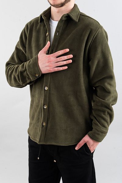 bombe Slim Fit Ανδρικό πουκάμισο Ξυλοκόπος Fleece Πράσινο Μαύρο