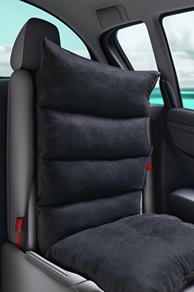 Alzmed Black Premium Auto Seat Back and Seat Cushion 1St Class Upholstery Fab...