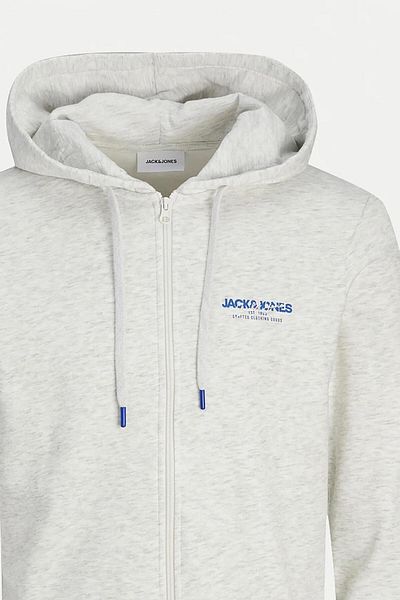 Jack & Jones Ανδρικό φούτερ με γκρι κουκούλα - Jjalvis, Κλείσιμο με φερμουάρ 12256847