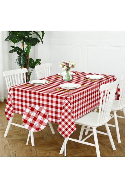 Evim Red Canvas Tablecloth - Liquid Proof and Stain Resistant