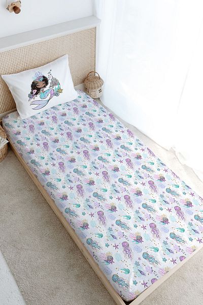 Tuğba Kuğu Single Fitted Sheet Set - Iconic Series - Brunette Mermaid