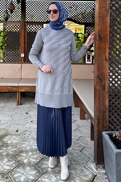 Rabia Şamlı Γκρι πλεκτό τούνικ