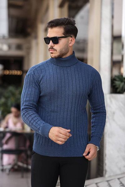 Cosy&Chic PULOVER DE tricotaj albastru pentru bărbați