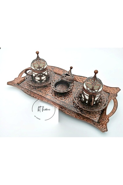 KT HOME Türk Kahvesi Arap 2 Kişilik Tepsili Kahve Takımı Kahve Mırra Espresso...