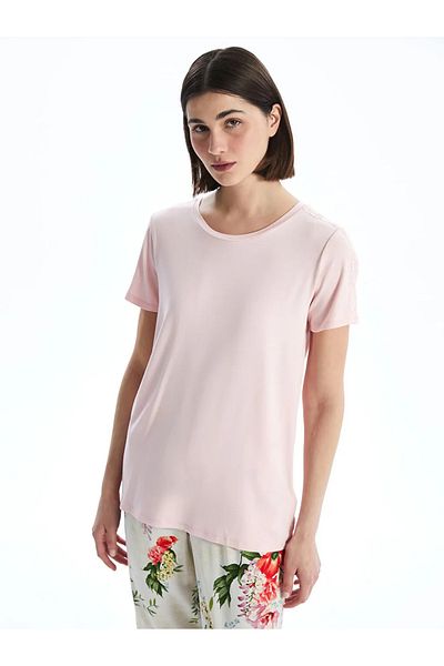 LC Waikiki Σετ γυναικείες πιτζάμες LCW DREAM Ecru Crew Neck Floral
