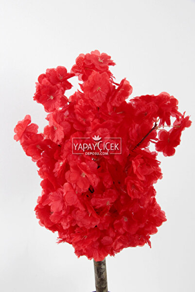 Yapay Çiçek Deposu Yapay Mini Bahar Dalı Ağacı 55 cm Kırmızı