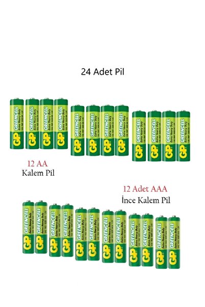 ANKTEK AA Kalem Pil GP15G + AAA İnce Kalem Pil (Kumanda Pili) GP24G, 1.5V Gre...